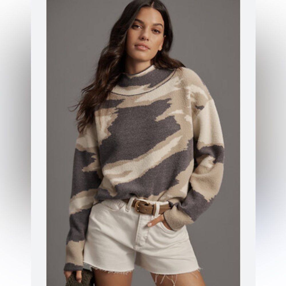 Anthropologie The Carys Mock-Neck Sweater by Maeve